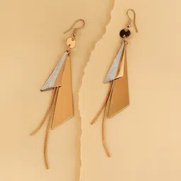 SOHI Gold-Plated Contemporary Drop Earrings-12