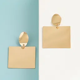 SOHI Gold-Plated Square Drop Earrings-9