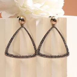 SOHI Gold-Plated Triangular-Shaped Drop Earrings-6