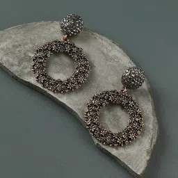 SOHI Gold-Plated Stone-Studded Circular Drop Earrings-8