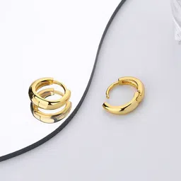 VIEN Unisex Set Of 2 Gold-Plated Contemporary Hoop Earrings-20
