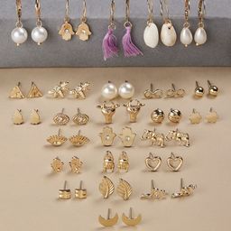 AMI Set Of 25 Gold-Plated Contemporary Drop Earrings-27