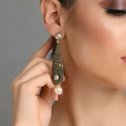 Fida Gold-Toned Contemporary Drop Earrings-12