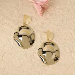 SOHI Gold-Plated Contemporary Drop Earrings-11