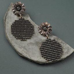 SOHI Gold-Plated Stone-Studded Floral & Circular Drop Earrings-10