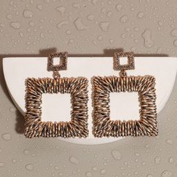 SOHI Gold-Plated Square Drop Earrings-18