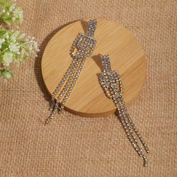 SOHI Gold-Plated Contemporary Drop Earrings-31