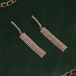 SOHI Gold-Plated Contemporary Drop Earrings-17