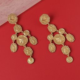SOHI Gold-Plated Contemporary Drop Earrings-43