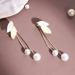 SOHI Gold-Plated Beaded Contemporary Drop Earrings-10