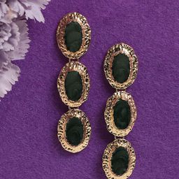 SOHI Gold-Plated Oval Shaped Drop Earrings-image-40