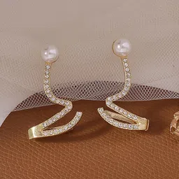 Jewels Galaxy Gold-Plated Contemporary Drop Earrings-10