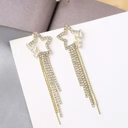 Yellow Chimes Gold-Toned Contemporary Drop Earrings-12