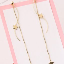 Yellow Chimes Women Gold Tone Double Layered Chain Star Studded Long Dangle Earrings-44
