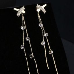 Unwind by Yellow Chimes Gold-Toned & White Contemporary Drop Earrings-99