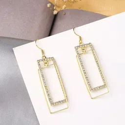Unwind by Yellow Chimes Gold Plated Geometric Drop Earrings-65