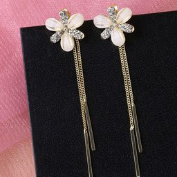 Unwind by Yellow Chimes Gold-Plated & White Contemporary Drop Earrings-41