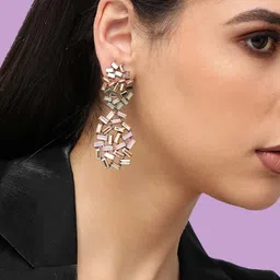 SOHI Gold Plated Contemporary Drop Earrings-23