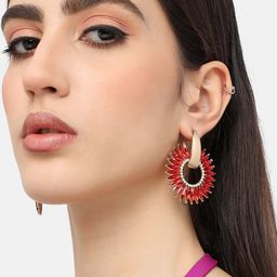 SOHI Gold Plated Contemporary Drop Earrings-55
