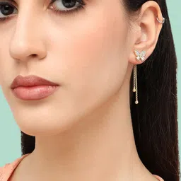 SOHI Gold Plated Contemporary Drop Earrings-33