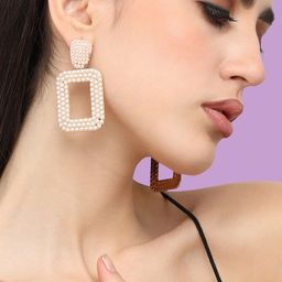SOHI Gold Plated Contemporary Drop Earrings-38