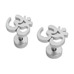 KARISHMA KREATIONS Silver-Plated Om Contemporary Stud Earrings-image-73