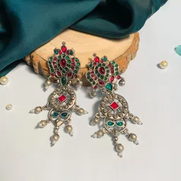 ABDESIGNS Silver-Plated Contemporary Drop Earrings-image-71