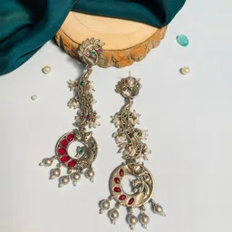 ABDESIGNS Silver-Plated Contemporary Drop Earrings-image-42