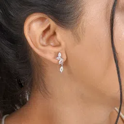 JOKER & WITCH Silver-Toned Contemporary Drop Earrings-35