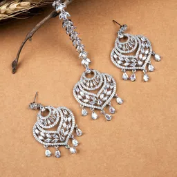 StileAdda Silver Plated American Diamond Studded Jewellery Set-47