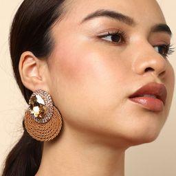 SOHI Gold-Plated Contemporary Drop Earrings-32