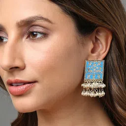 SOHI Gold-Plated Contemporary Drop Earrings-35