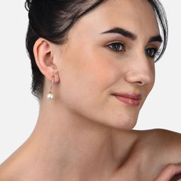 AMI White Rose Gold-Plated Contemporary Drop Earrings-20