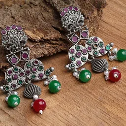 KARATCART Multicoloured Contemporary Drop Earrings-17