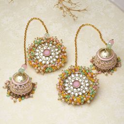 KARATCART Gold Plated Kundan Stone Studded Drop Earrings-58