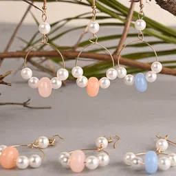 BuckleUp Pack Of 3 Beaded Contemporary Drop Earrings-41
