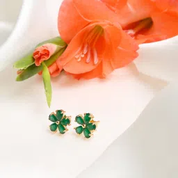 Ruby Raang Green Contemporary Studs Earrings-32
