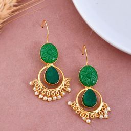 Silvermerc Designs Gold-Plated Circular Shaped Drop Earrings-32