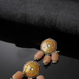 DUGRISTYLE Gold-Plated Contemporary Enamelled Drop Earrings-13