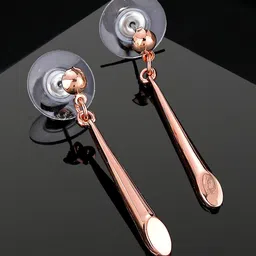 Estele Rose Gold-Plated Rose Gold Contemporary Drop Earrings-image-85