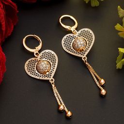 aadita Rose Gold & White Heart Shaped Drop Earrings-35
