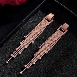Designs By Jewels Galaxy Rose Gold Contemporary Drop Earrings-49