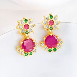 Peora Gold-Plated Cubic Zirconia Contemporary Jhumkas-23