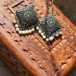 The Pari Silver-Plated Oxidised Contemporary Drop Earrings-29
