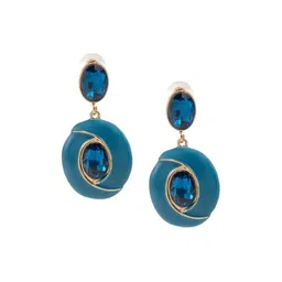 Shining Jewel - By Shivansh Gold-Plated Cubic Zirconia Studded Drop Earrings-image-49