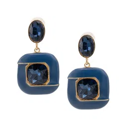 Shining Jewel - By Shivansh Gold-Plated Cubic Zirconia Crystal Contemporary Drop Earrings-32