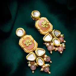aadita Gold-Plated Contemporary Drop Earrings-54
