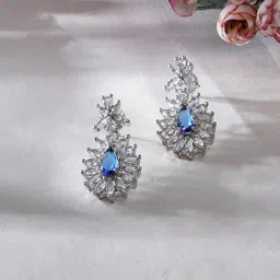 Ruby Raang Silver-Plated Contemporary Drop Earrings-image-2