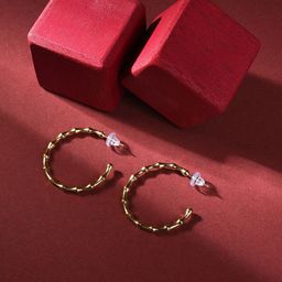 SOHI Gold-Plated Contemporary Hoop Earrings-26