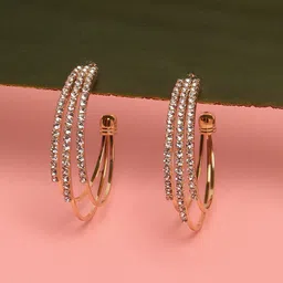 SOHI Gold-Plated Contemporary Half Hoop Earrings-4